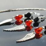 Crystal And Silver Plated Wing Earrings And..