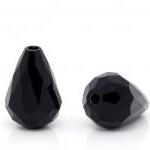 30 Black Crystal Glass Faceted Teardrop Beads..