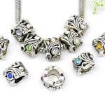 Mixed Silver Tone Rhinestone Flower Beads Fit..