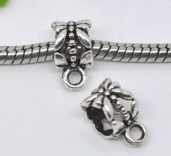 50pcs Antique Silver Bail Spacer Beads Fit European Bracelet 6mm